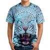 Koszule Męskie z Nadrukiem Lamparta Krótki Rękaw Topy Unisex Streetwear