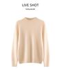 Women's 100% Cashmere Thickened Long Sleeve Sweater - Half-High Neck, Versatile Knit Base Layer for Autumn/Winter