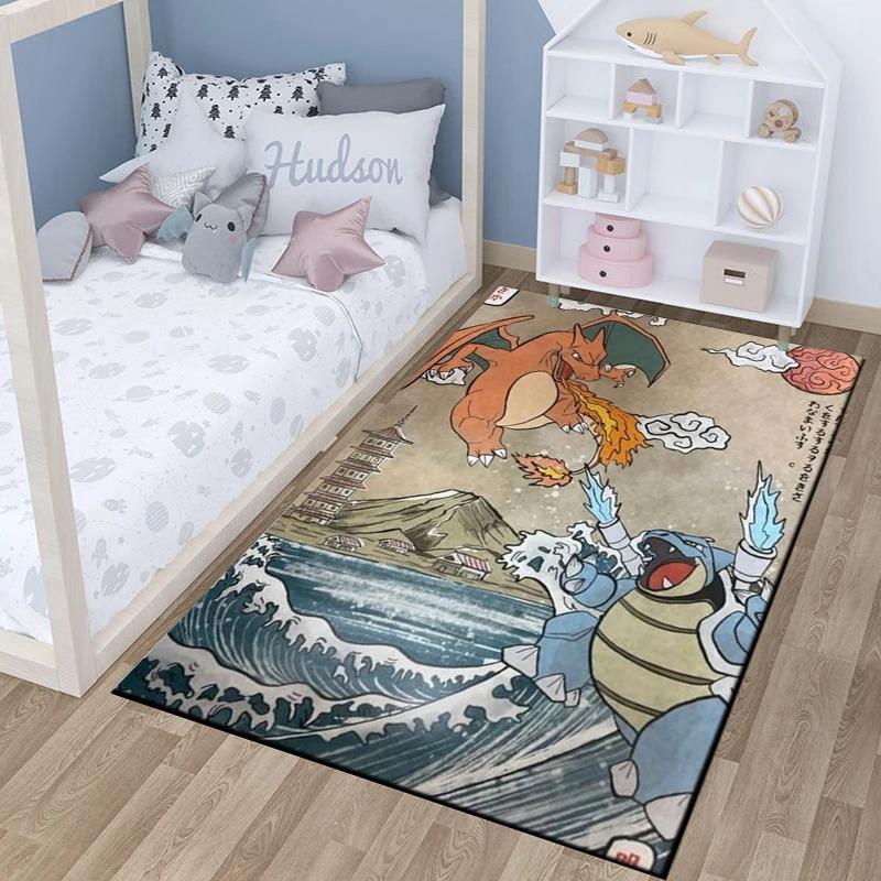  Japanese Anime Pokemon Charizard Cartoon Rugs Carpet Living Room Bedroom Bedside Doormat Home Decor Non-slip Large Mats