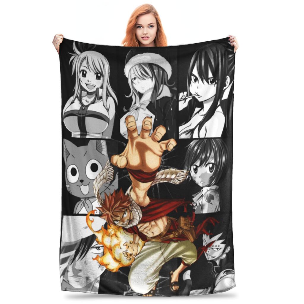 Fairy Tail Knitted Blanket Flannel  Super Soft Throw Blankets for Outdoor Travel Bedspread