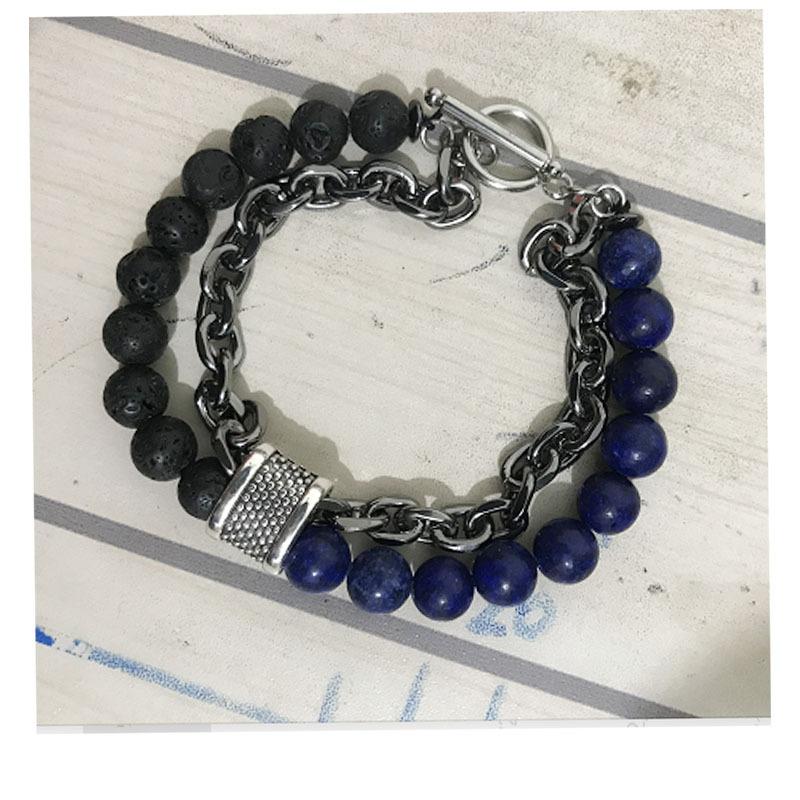 Retro Beaded Bracelet Iron Chain Bracelet Men's Bracelet