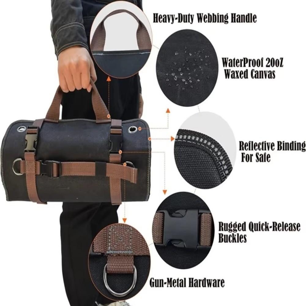 Waxed Canvas Tool Roll Up Bag 15 Pockets Canvas Tool Organizer Heavy Duty Tool Roll  Repair Work