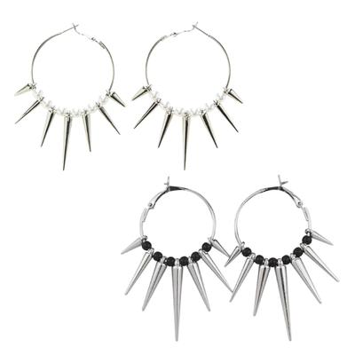 Punk Rock Thorns Rivets Hoop Earrings Hip Hop Unusual Spikes Circle Earing for Women Lady Party Night Club Y2K Accessory