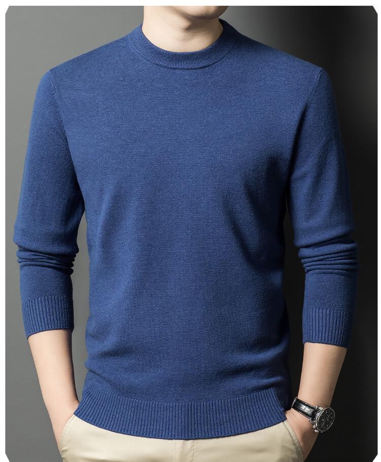 Men's Thick Knit Sweater - Round Neck, Solid Color, 500g, Autumn/Winter