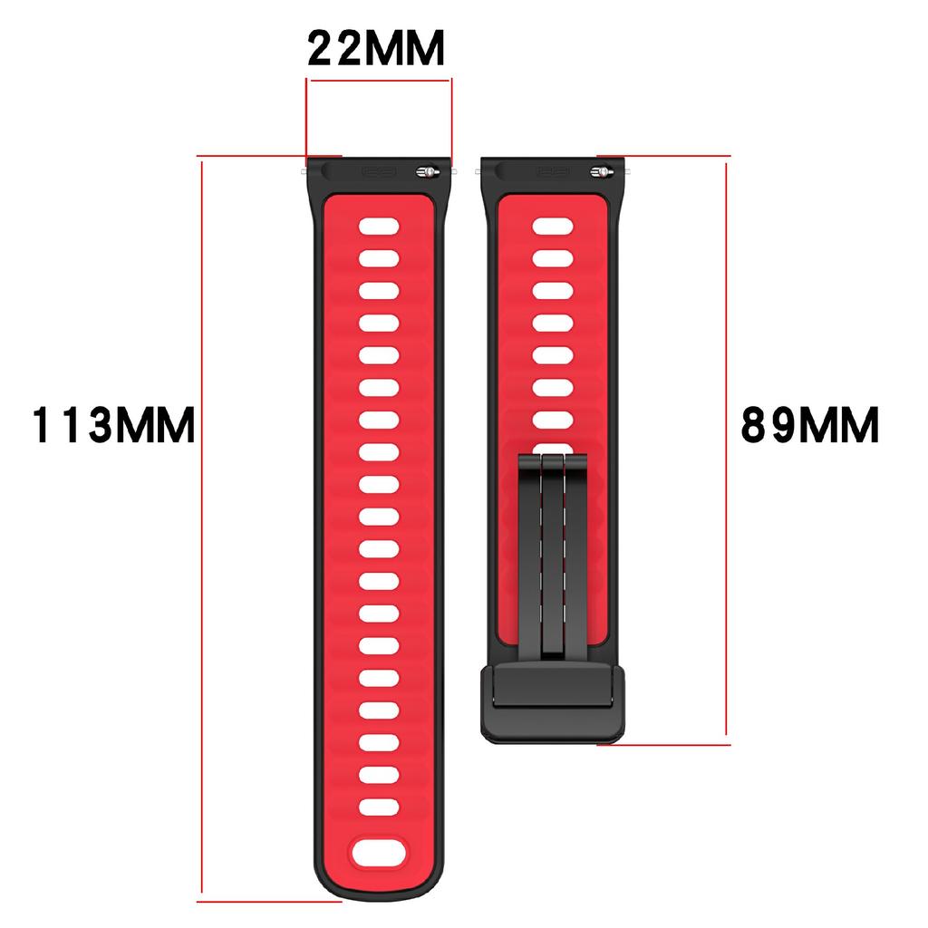 22mm Magnetic Buckle Dual Color Silicone Strap for Coros Pace 4/3/Apex 4 42mm/Apex 2 Pro/Apex Pro/Apex 46mm Quick Release Watch Band