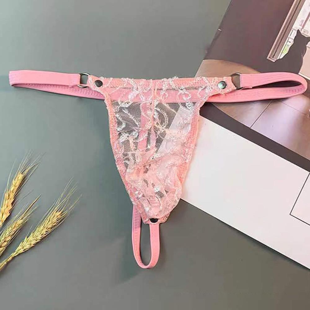 Krajkové spodní prádlo Pánské Sissy Thong G-String Bulge Pouch Kalhotky Bikiny Kalhotky