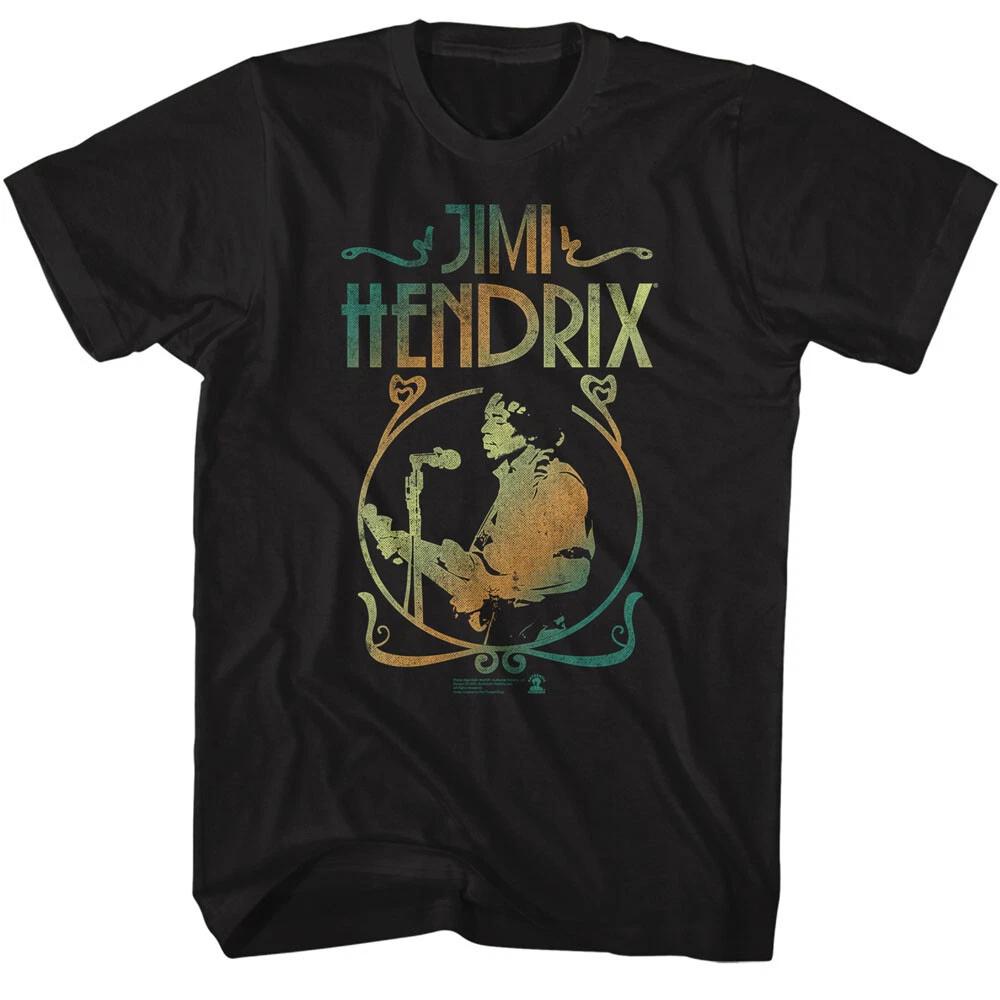 Jimi Hendrix Gradient Circle Men s T Shirt Rock Band Tour Concert Merch 4XL
