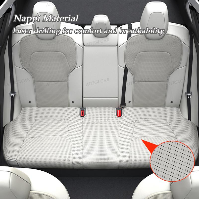 AABLU1 For Tesla Car Cushion Nappa Leather Breathable Non-slip Car Seat High Rebound Pad Seat Cushion Four Seasons Universal Auto Seat