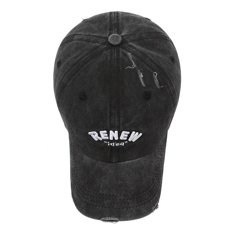 Vintage Cotton Baseball Cap With Embroidered Lettering Adjustable Sun Protection For Men Women