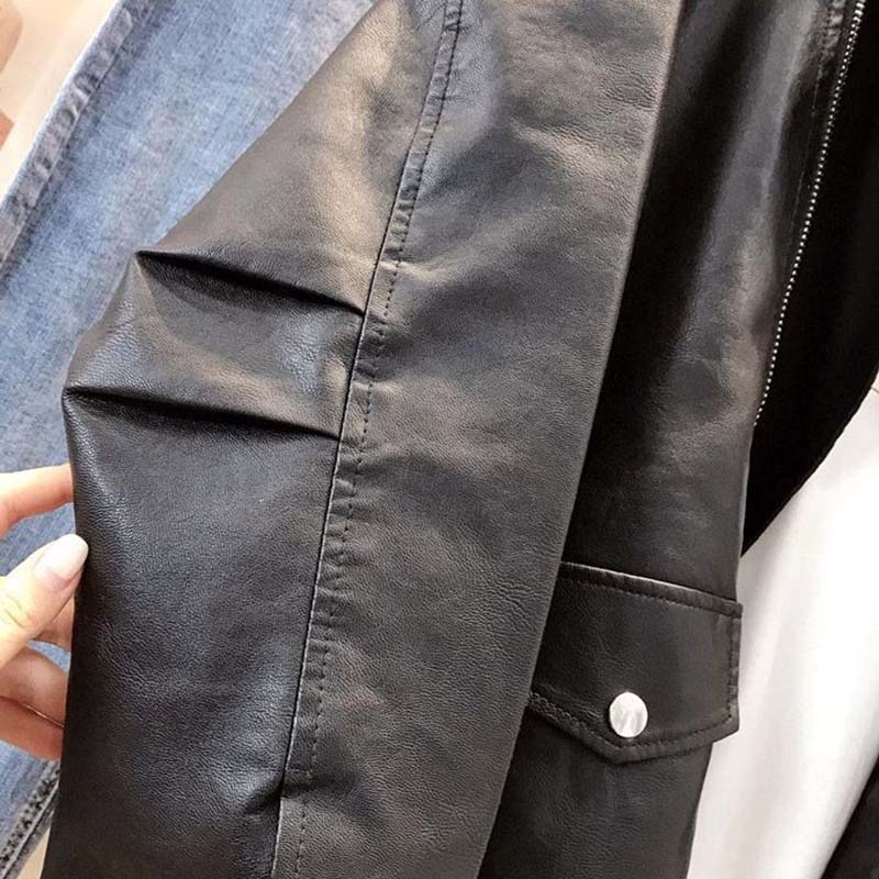Leather Jacket for Women Autumn Winter Windbreaker Oversize Waterproof Casual Jacket