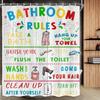 Bathroom Rules Shower Curtain, Colorful Motivational Inspirational Shower Curtain Set Funny Bathroom Text Shower Curtain, Waterproof Fabric Bath