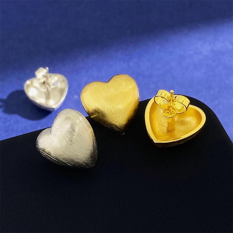 Brushed Matte Texture Love Earrings Women'S Fashion Temperament Earrings I Wind Peach Heart Shape Versatile Ear Jewelry