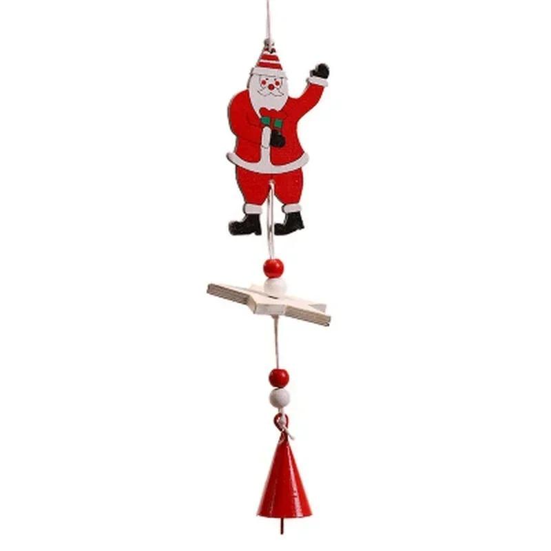 Christmas Style Decoration Wooden Xmas Tree Bell Hanging Pendant Ornament Handmade DIY Wood Crafts Kids Gift Party Decor
