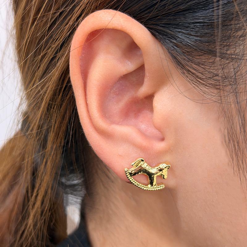 New Minimalist Fashion Little Pony Stud Earrings for Women Girl Gold Silver Color Cartoon Animal Earring Trend Jewelry