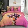Funny Cute Giraffe Duvet Cover Boys Girls Single Size, Zoo Animal Bedding Set Hipster Style Comforter Cover Set and Pillowcases