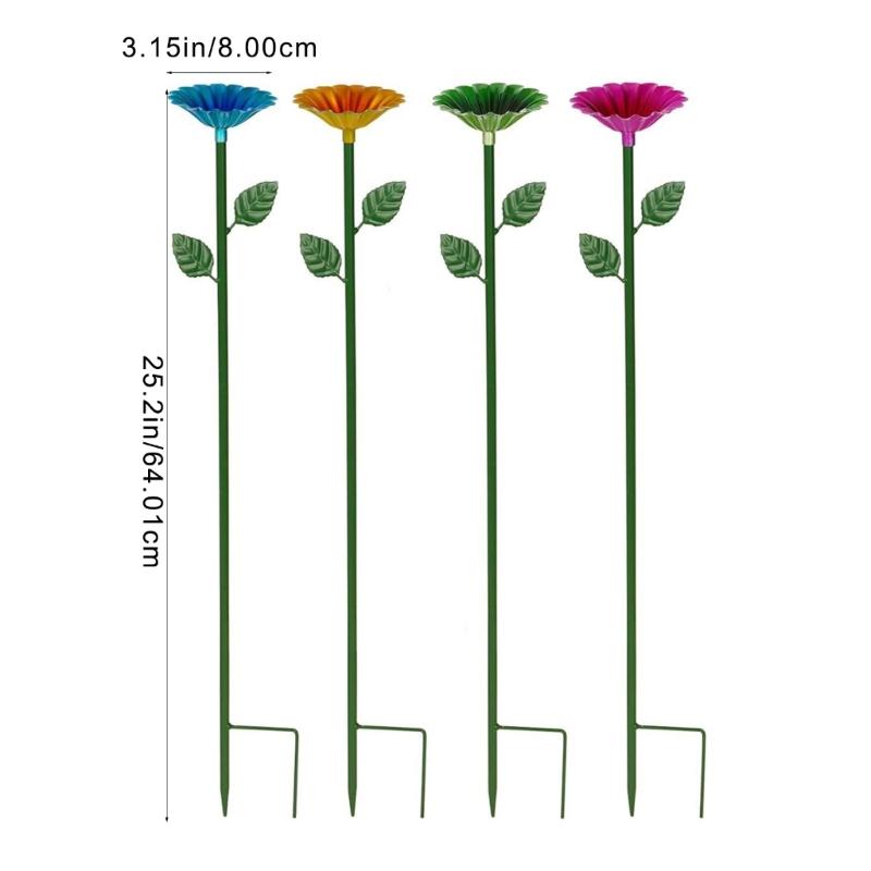 Flower Shape Bees and Butterfly Bath Bowl Watering Stake Watering Station for Garden Backyard Decors Bees Watering Supply