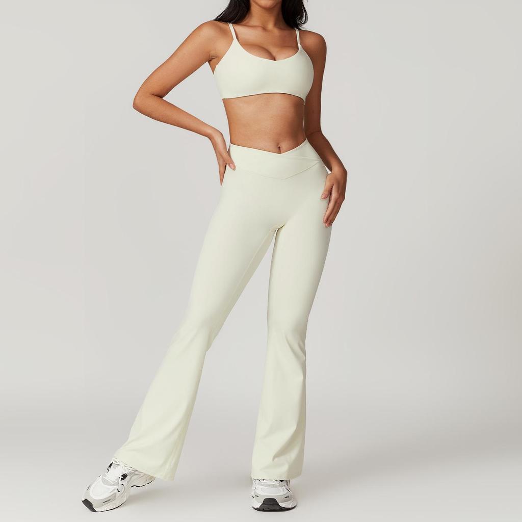 Umweltfreundliches, recyceltes, schnell trocknendes Yoga- und Lauf-Outfit - Damen-Fitnessanzug mit kurzen Ärmeln und stilvollem Rückendesign (Modell 8799)