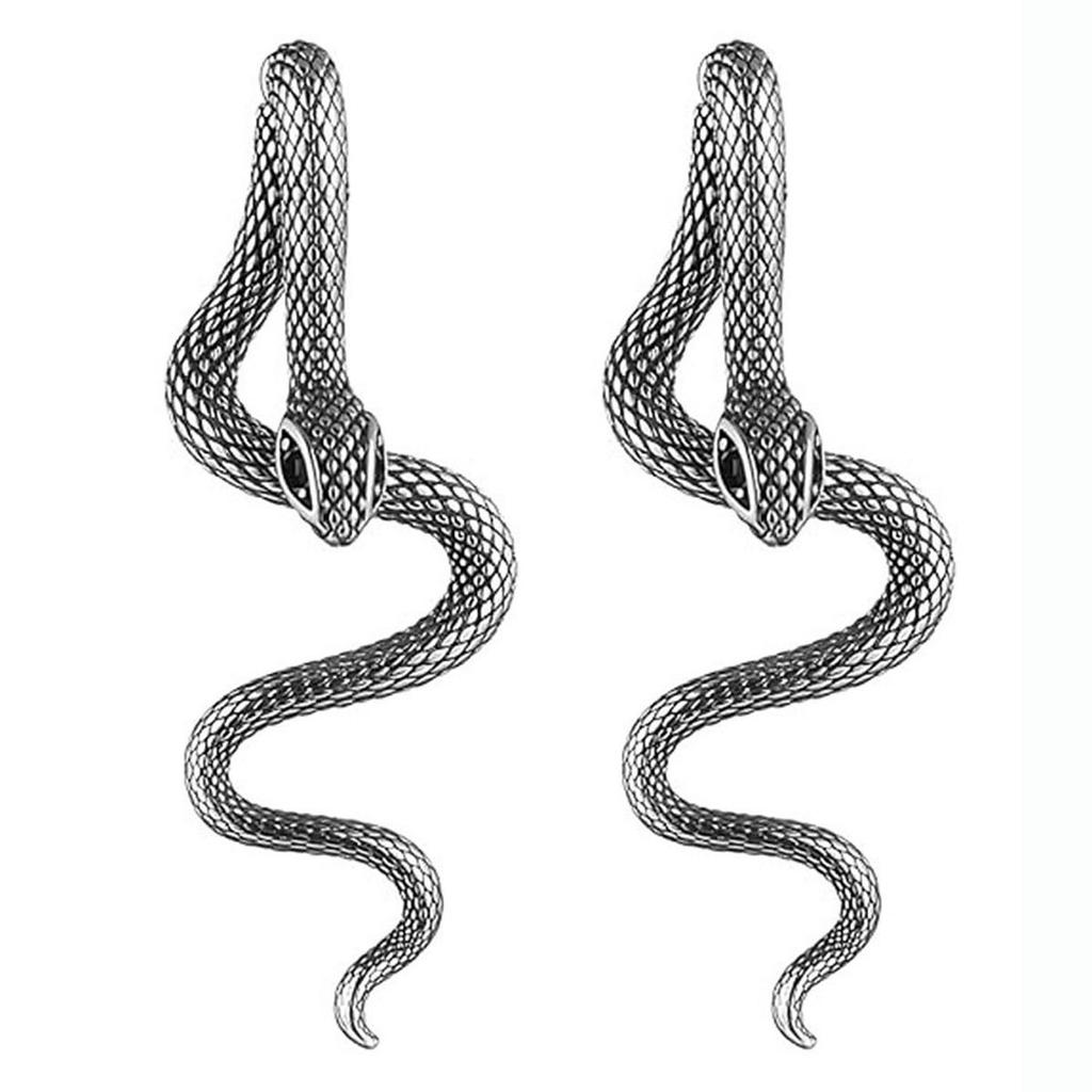 2024 New Gothic Snake Shape Earrings Detachable Texture Darkness Snake Long Earrings for Men Women Halloween Hiphop Jewelry Gift