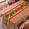 1pc Green Red Christmas Table Runner Colored Ball Pine Printed Dustproof Waterproof Tablecloth for Home Dinning Table Decoration