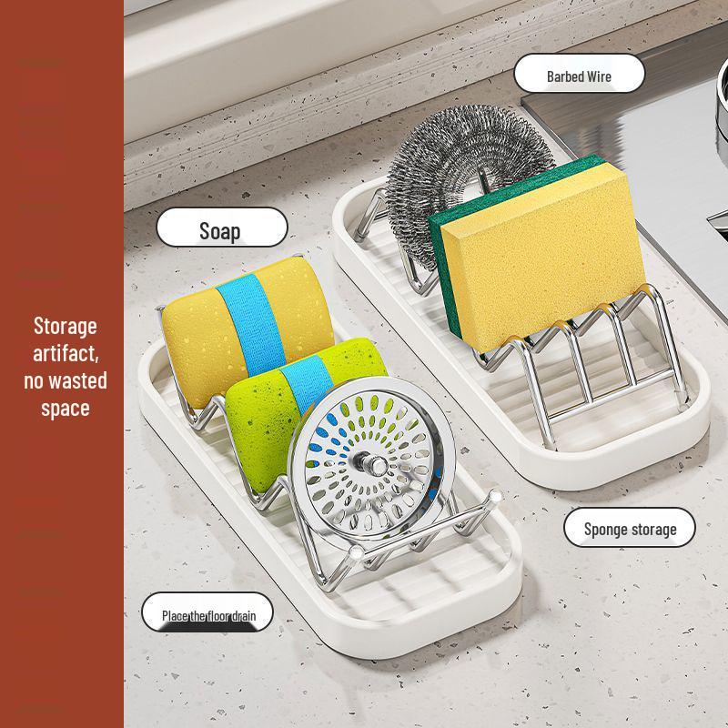 Stainless Steel Double-Sided Soap Dish with Draining Tray for Kitchen & Bathroom – No Installation Needed