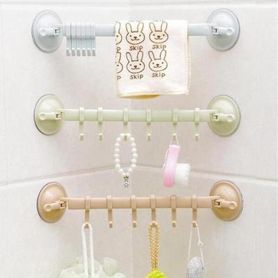 Bathroom 6 Hooks Hanger Rack Wall-mounted Kitchen Cupboard Cooking Tool Storage Shelf Clothes Towel Organizer Gabgets Holder