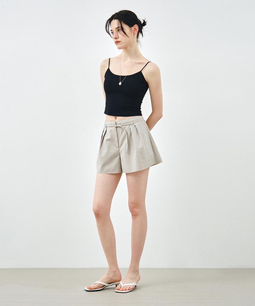MONGDOL [Belt Set] Classic Double-Pleat Shorts Light Grey Mdpt079Lgray