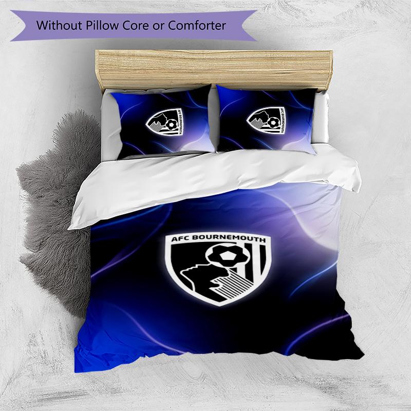 Bournemouth Football Printed 3 Pieces Bedding Set, Comfortable Skin Friendly Bedroom Duvet Cover Set