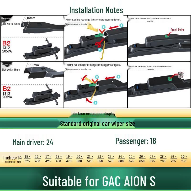 Frameless Silent Wiper Blade for GAC AION S/PLUS/MAX Cars