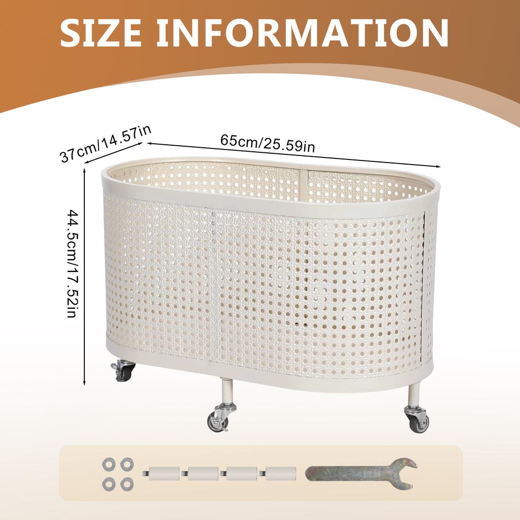 Laundry Hamper with Wheels Rolling Laundry Basket with Metal Frame Dirty Clothes Storage Bin for Bedroom Laundry Room Bathroom