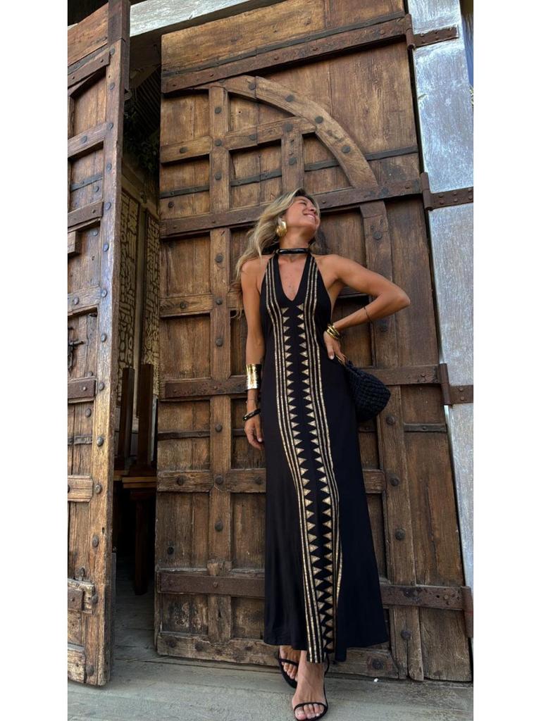 2025 Summer Sleeveless Spaghetti Strap Sexy Backless Evening Gown for Women