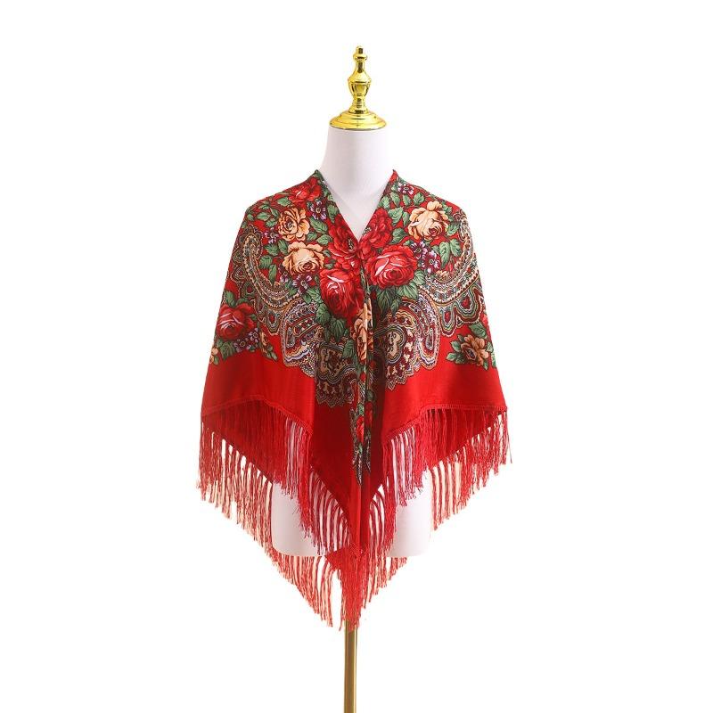 110 Schal Retro Klassisch Quadratischer Schal Warm und Schön Mehrfarbiger Schal