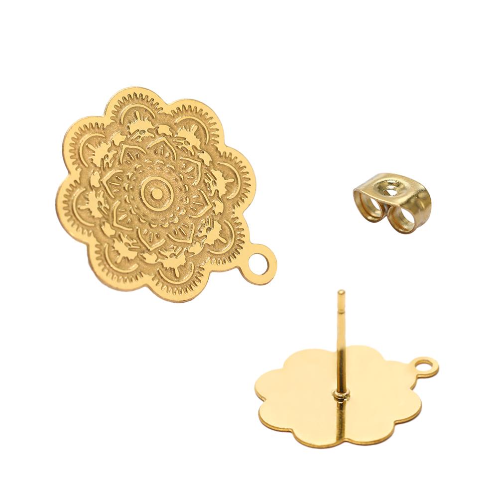 10pcs 304 Stainless Steel Hollow Flower Studs for DIY Drop Earrings Post Findings Jewelry Making Dangle Charms Connectors