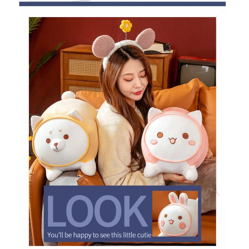 Position Lying Shiba Inu Cat Rabbit Throw Pillow Plush Toy Bed Cushion Sleeping