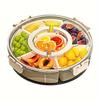 Round Plastic Rotating Snack Tray with Lid, Food Storage Organizer with Food Contact, Suitable for Families, Parties, Weddings and Festivals