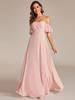 Ever-Pretty Women's Cold Shoulder Sweetheart Neckline Spaghetti Straps Chiffon Bridesmaid Dresses With Ruffle Sleeves