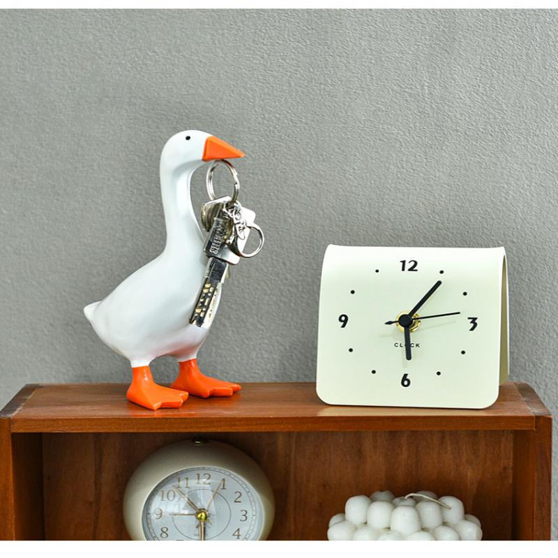 Magnetic Goose Key Holder - Resin Desk Decor For Office Home, Cute Duck Figurine With Tool Rack