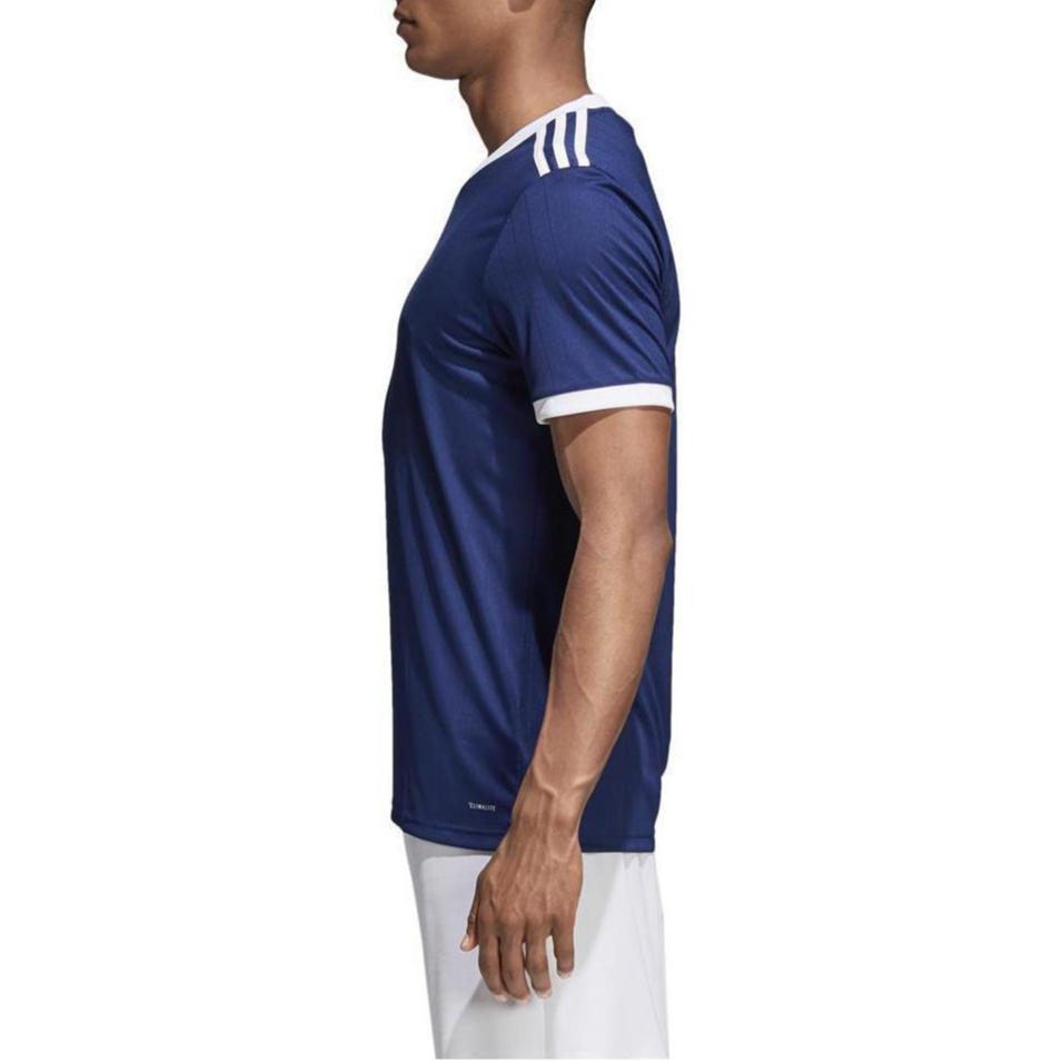 Adidas Logo Print V-Neck Short Sleeve Soccer Shirt Men Tops Blue CE8937