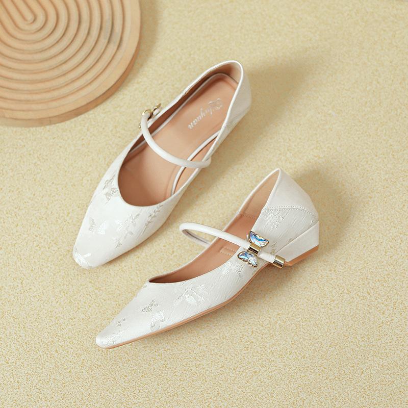 Women's shoes with heels single shoes square head Mary Jane shoes 2025 new spring and autumn Huizhou women's shoes with low heels