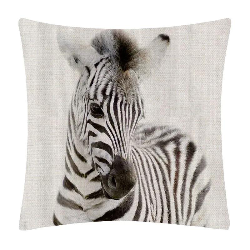 Bunny Donkey Fox Deer Hedgehog Bear Cock Duck Hippo Animals Posters Cushion Cover Decorative Pillows For Sofa Home Decor