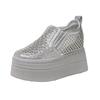 HC5861-1 Small Thick-soled Inner Height Increase Versatile Loafers Women's Spring New Rhinestone Casual Board Shoes