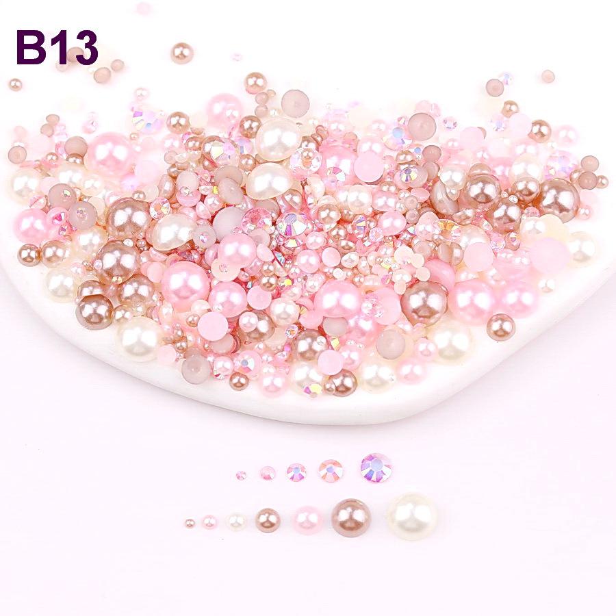 Mixed 2mm-10mm Half-Round AB Plated Resin Pearls - DIY Accessories