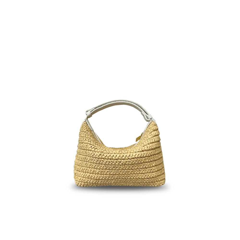 2026 Transfrontaliera Nuova Borsa Pranzo Borsa Pranzo in Paglia Lafite Moda Casual Manico in Pelle Borsa da Spiaggia Intrecciata Donna