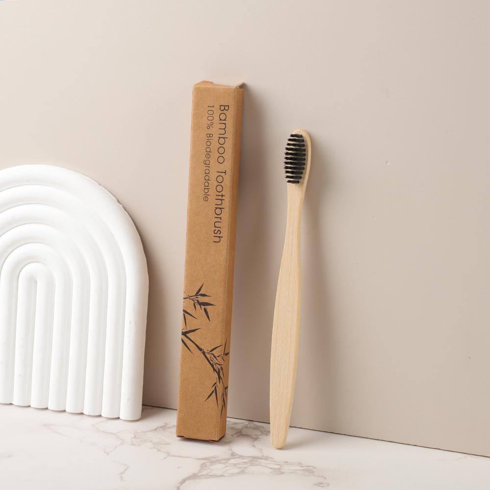 Fast Shipping Bamboo Charcoal Soft Bristles for Adults and Kids Natural Biodegradable in Kraft Box Bamboo Toothbrush чёрный