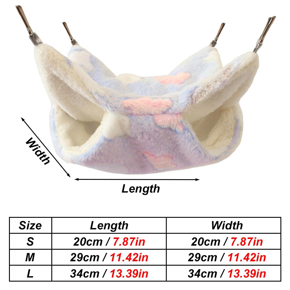 1 Stück Gemütliche Hängematte Haustiere Weich Warm Druck Schlafe Hängendes Bett Nest für Haustier Kleine Tiere Mäuse Hamster Eichhörnchen Plüsch Käfigzubehör