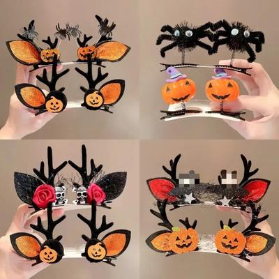 2 STÜCKE Halloween Kopfschmuck Kürbis Geist Fledermaus Geweih Haarnadel Lustige Haaraccessoires Mädchen Feiertag Tanzkleid Party Haarnadel Dekor