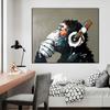 Funny Monkey Listen To Music Wall Art Oil Painting Print On Canvas Graffiti Artwork Posters Pictures for Living Room Decoration