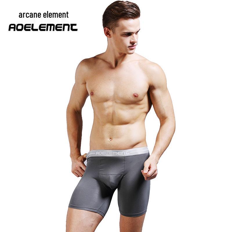 Aokuansu Men's Long Sport Boxer Briefs - Anti-Friction, Plus Size, For Running