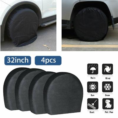 4Pcs Tire Cover Waterproof Abrasion Resistant Black Car Tire Wheel Protector