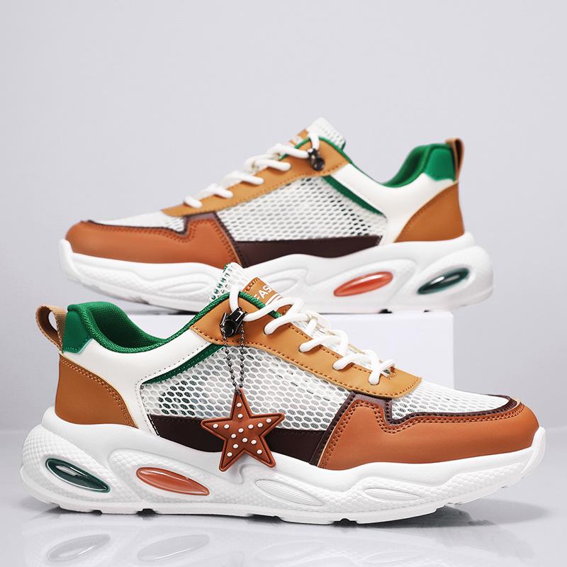 

2024 летние дышащие кроссовки с большой сеткой, мужская спортивная обувь, модная обувь для папы, повседневная сетчатая обувь для мужчин 39 хаки