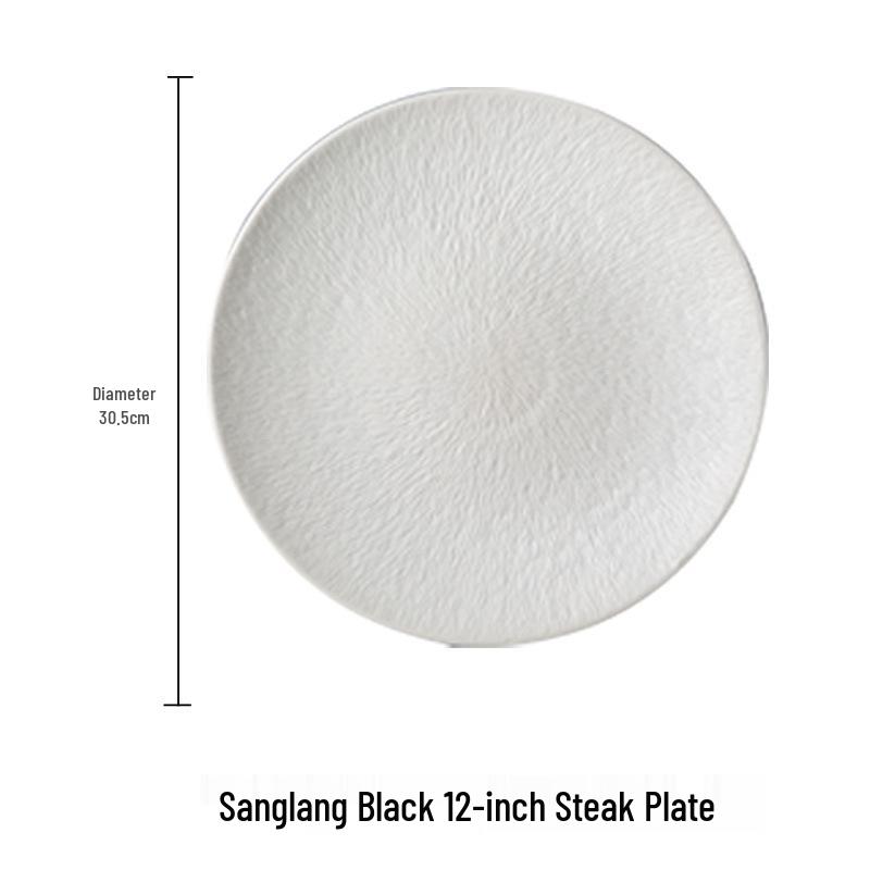 European Ceramic Dinnerware: Steak & Pasta Plate with Creative Texture